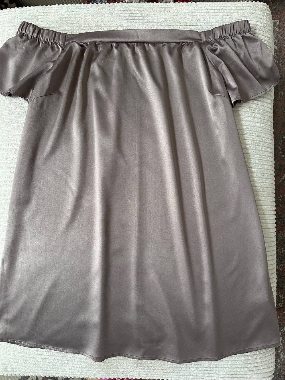 Charlotte Russe Women’s Off-Shoulder Satin Slip Dress in Mauve Taupe Size XL